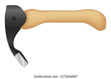 Adze isolated vector on white background. This cutting tool is used for removing heavy waste, leveling, shaping, or trimming the surfaces of timber. svg
