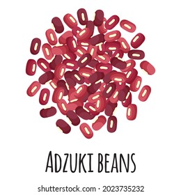 Adzuki beans for template farmer market design, label and packing. Natural energy protein organic super food. Vector cartoon isolated illustration.