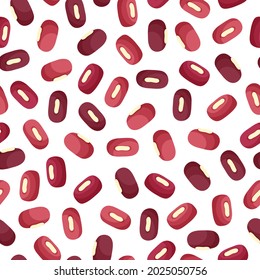 Adzuki beans vector cartoon seamless pattern for template farmer market design, label and packing. Natural energy protein organic super food.