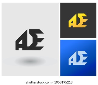 AE ADE logo monogram letter shape modern gold in gradient for clean modern company simple identity, apps concept template