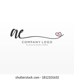 AE Beauty vector initial logo, handwriting logo of initial signature, wedding, fashion, jewelry, boutique, floral and botanical with creative template for any company or business.