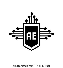  AE creative circle letter logo concept. AE letter design.
