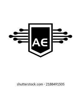 AE creative circle letter logo concept. AE letter design.
