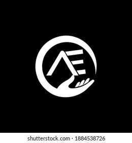 AE creative latter logo with black background