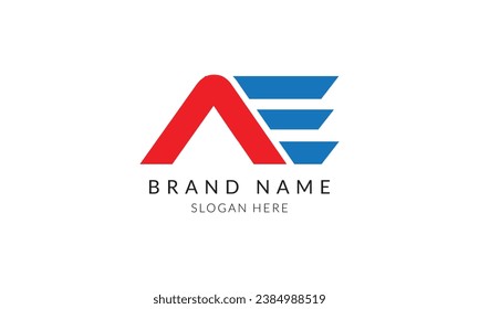 ae creative red blue letter logo template.