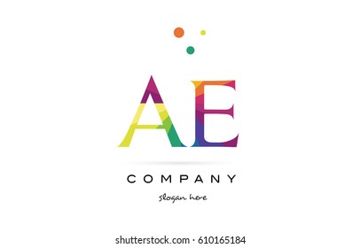ae a d  creative rainbow colors colored alphabet company letter logo design vector icon template