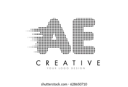 AE A D Letter Logo Design with Black Dots and Bubble Trails.