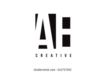 AE A D White Letter Logo Design with Black Square Vector Illustration Template.