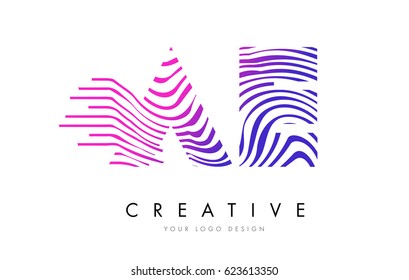 AE A D Zebra Letter Logo Design with Black and White Stripes Vector