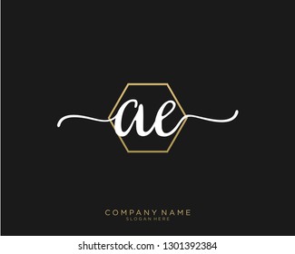 AE A E Initial handwriting logo template