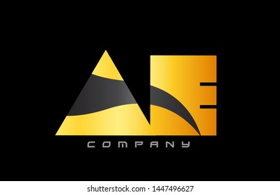 AE A E yellow black alphabet combination letter logo design suitable for a company or business