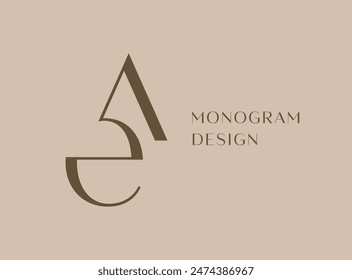 AE or EA letter logo icon design. Classic style luxury initials monogram.