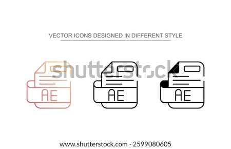 Ae File icon design with white background stock illustration