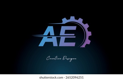 AE Gear Fusion Logo – Industrial Tech-Inspired Letter mark Futuristic Industrial Letter Mark Design for Technology and Engineering Brands.