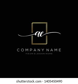 AE handwriting initial  logo template vector.