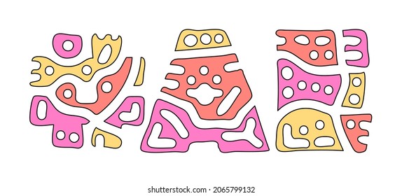 AE Hashtag. Doodle isolate text. Colored curves decorative doodle letters. Trendy popular Hashtag #AE for print, booklet, banner, flyer. Stock vector.