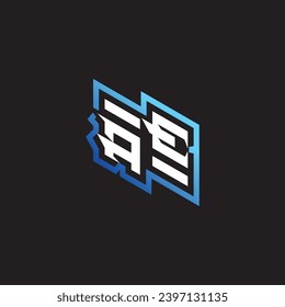 AE initial gaming team, youtube, twitch and clipart stock illustration logo
