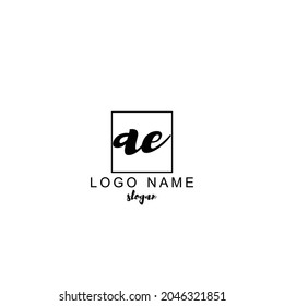 AE Initial Handwriting Logo Design Template Vector