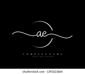 AE initial handwriting logo template vector