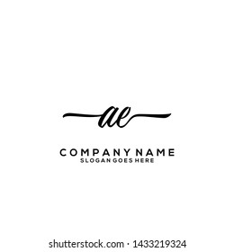 AE Initial handwriting logo template vector
