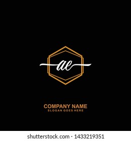 AE Initial handwriting logo template vector