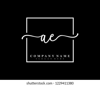 AE Initial handwriting square minimalist logo vector