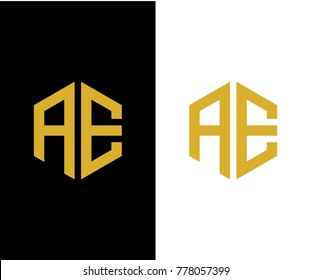 AE initial hexagon icon. letter. logo design vector eps 10