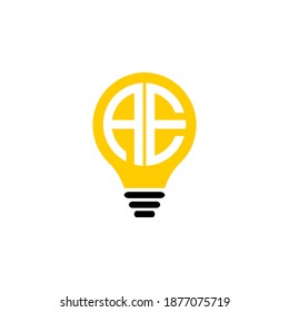 AE initial lamp logo design vector