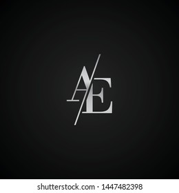 AE initial letter elegant Logo template vector creative business wedding invitation black and silver color based