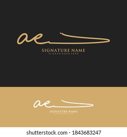 AE Initial letter handwriting and signature logo.