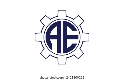 AE initial letter mechanical circle logo design vector template. industrial, engineering, servicing, word mark, letter mark, monogram, construction, business, company, corporate, commercial, geometric
