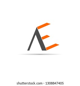 AE initial letter orange grey logo element 38