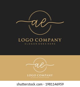 AE Initial letters, handwriting signature logo.