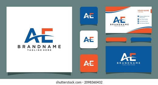 AE initial letters logo design vector with business card design template