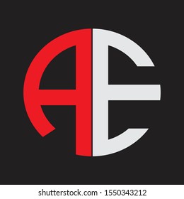 AE Initial Logo design Monogram Isolated on black background svg