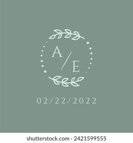 AE initial modern monogram wedding with creative circle line svg