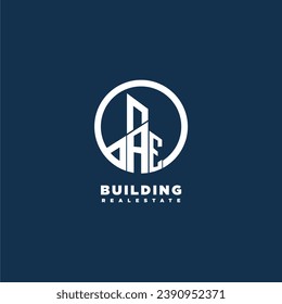 AE initial monogram building logo for real estate with creative circle style design svg