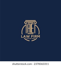 AE initial monogram for law firm with creative circle line svg