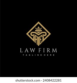AE initial monogram logo for lawfirm with pillar in creative square design svg