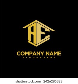 AE initial monogram logo for real estate with creative building style design svg