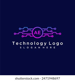 AE initial monogram for technology logo with circle style design