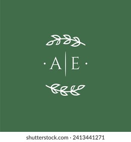 AE initial monogram wedding with creative design svg