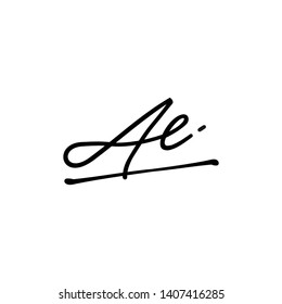 AE initial signature logo. handwriting logo template vector,