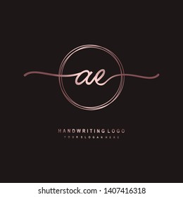 AE initial signature logo. handwriting logo template vector,
