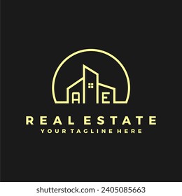 Iniciales de AE hogares moderna empresa de construcción logo vector.eps