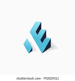 AE isometric icon in volume execution with  shadow.