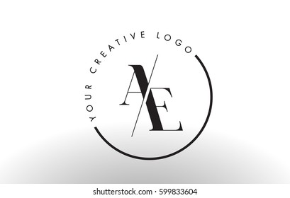 Diseño de logotipo de carta AE con fuente serie intersectada y recortada creativa.