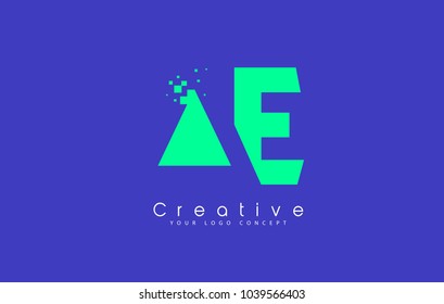 AE Letter Logo Design With Negative Space Concept in Blue and Green Colors Vector