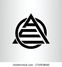 AE letter logo design with tri-angle shape.