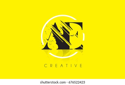 AE Letter Logo with Vintage Grundge Cut Design. Destroyed Drawing Elegant Letter Icon Vector.